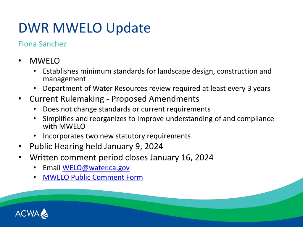 dwr mwelo update fiona sanchez