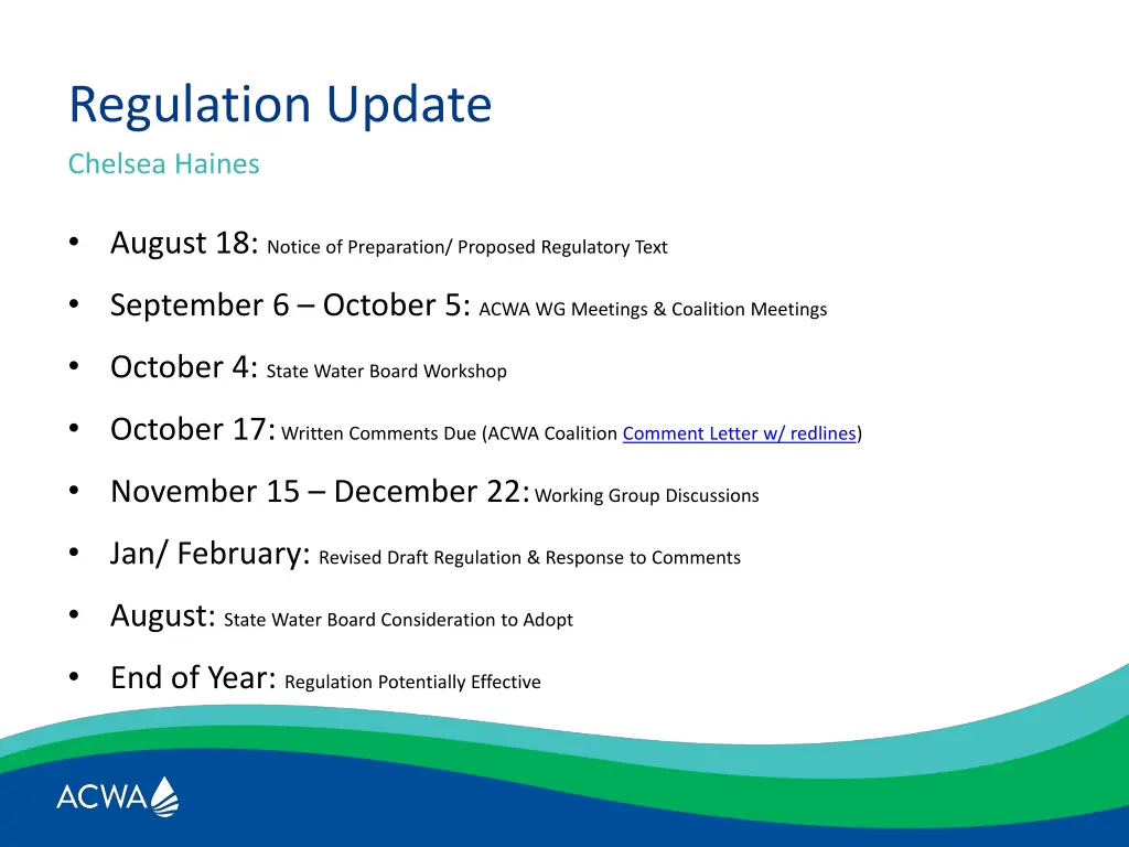 regulation update chelsea haines