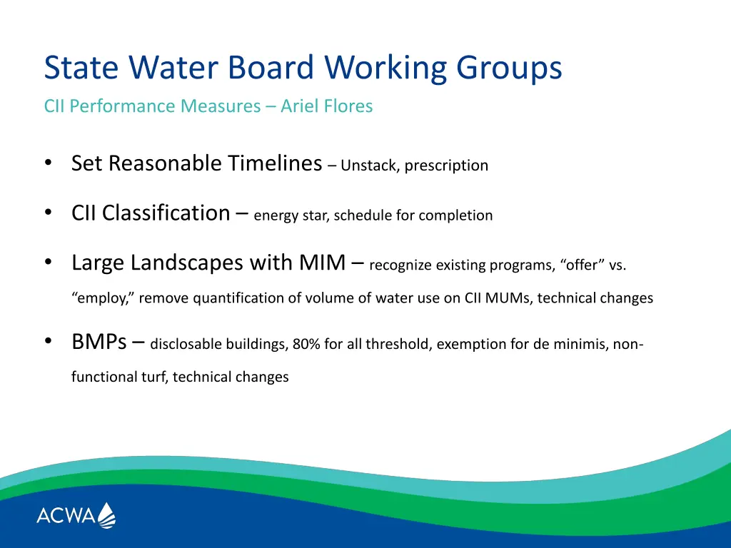 state water board working groups cii performance