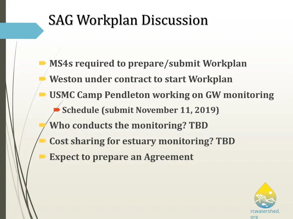 sag workplan discussion
