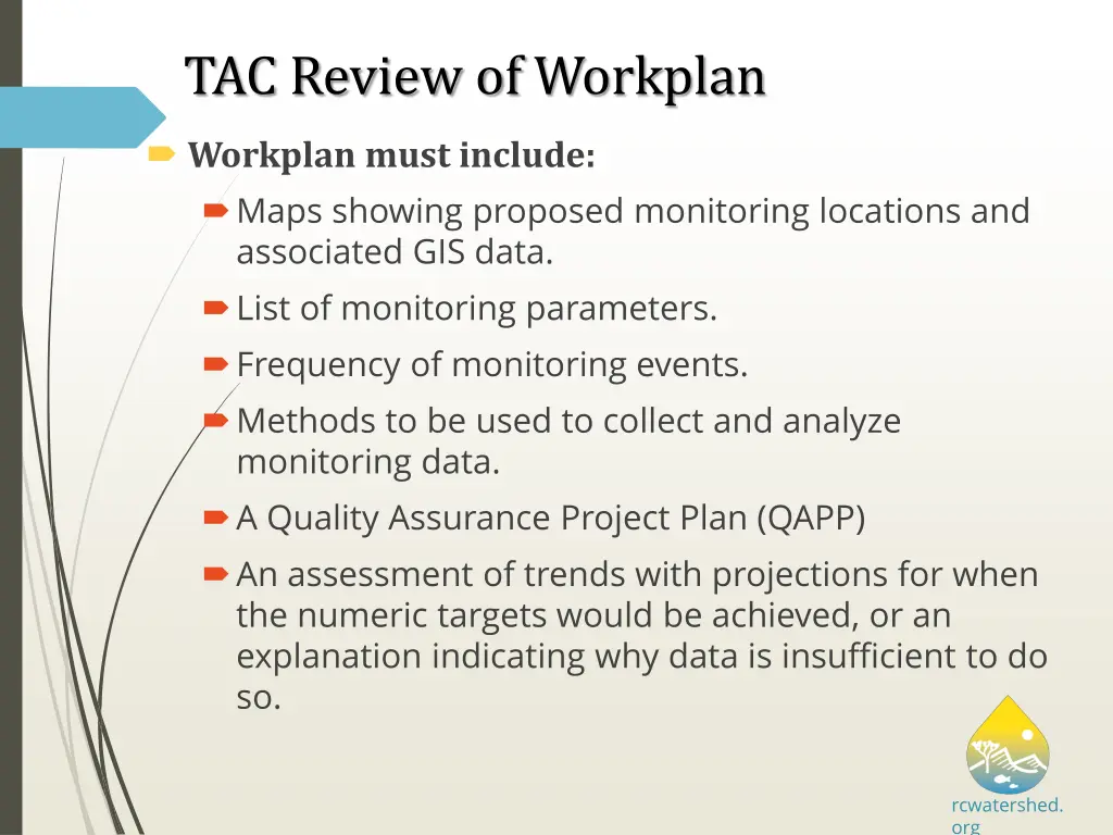 tac review of workplan