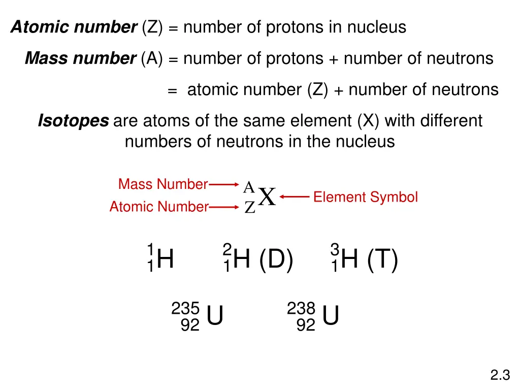 atomic number z number of protons in nucleus
