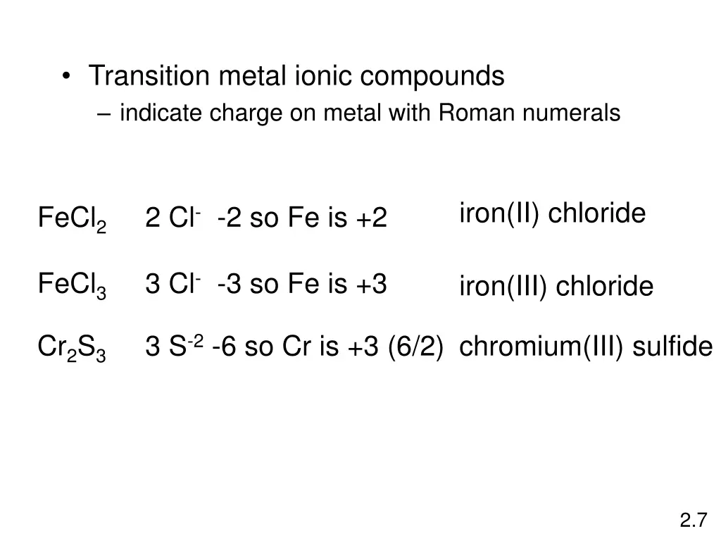 transition metal ionic compounds indicate charge