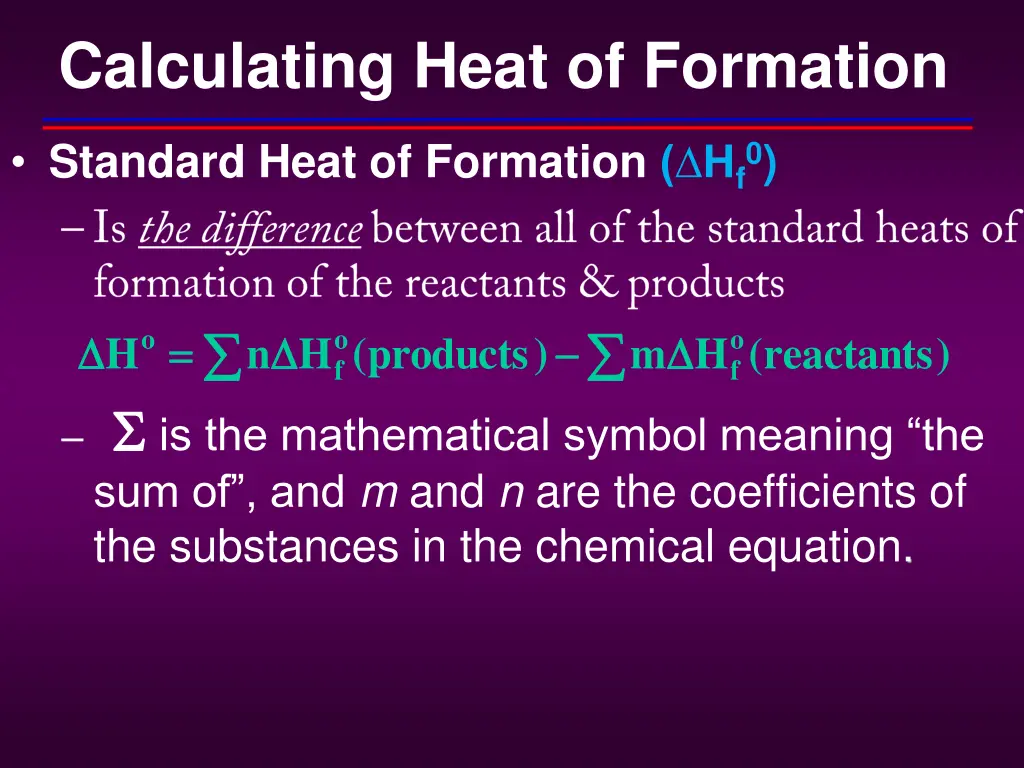 calculating heat of formation