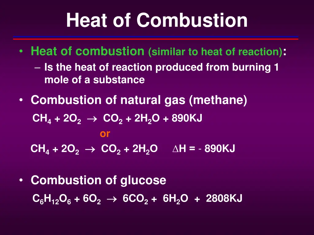 heat of combustion