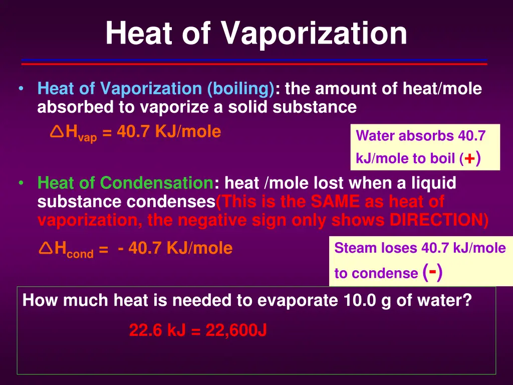 heat of vaporization
