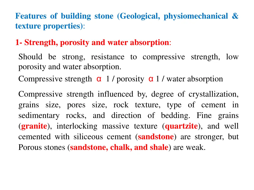 features of building stone geological