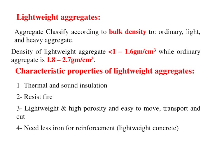 lightweight aggregates
