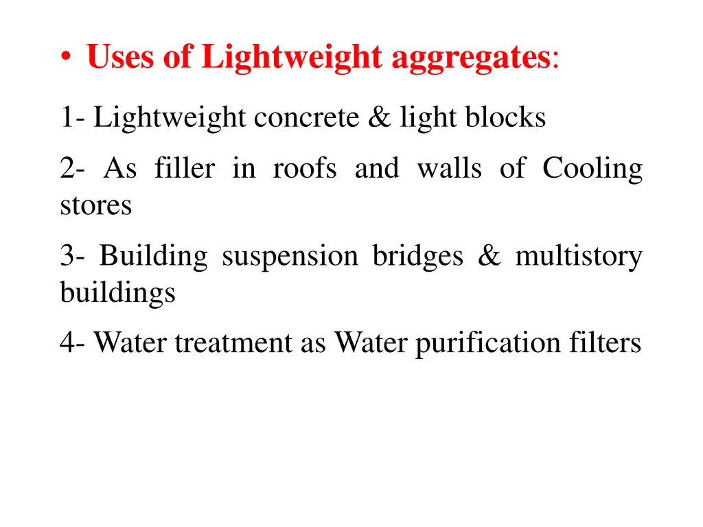 uses of lightweight aggregates