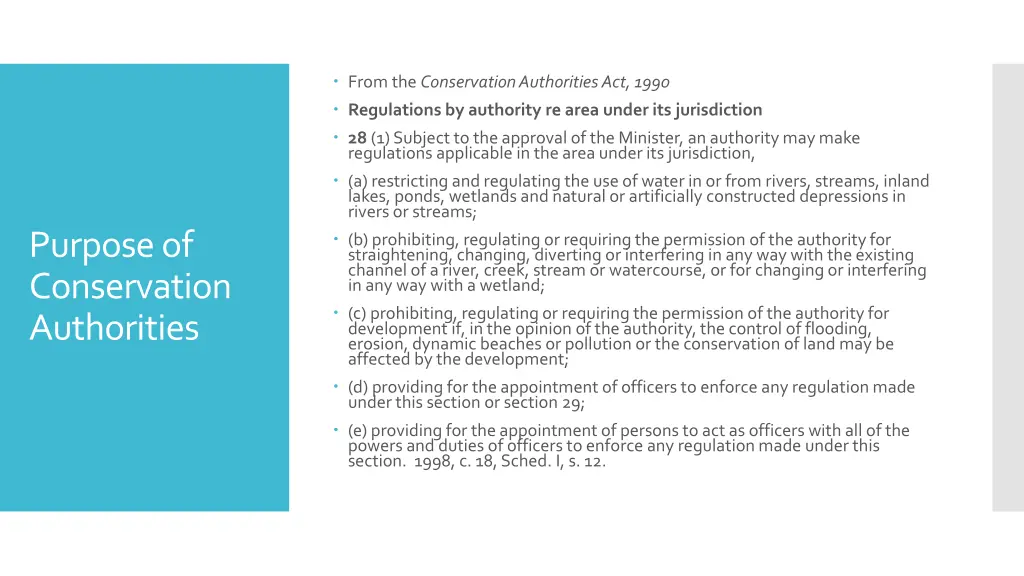 from the conservation authorities act 1990