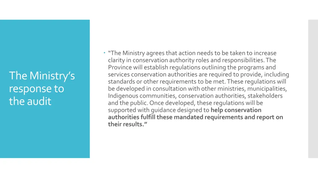 the ministry agrees that action needs to be taken
