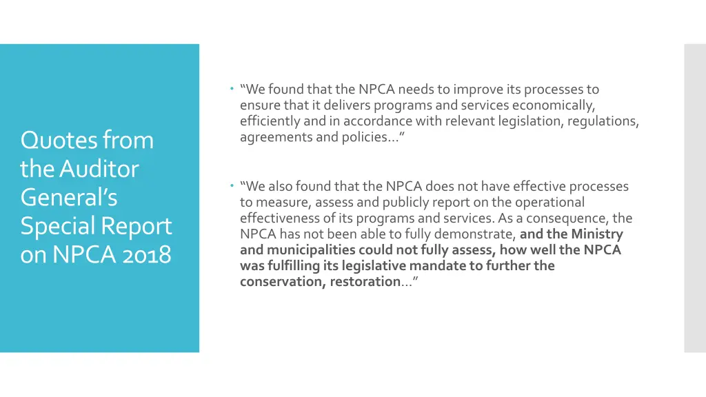 we found that the npca needs to improve