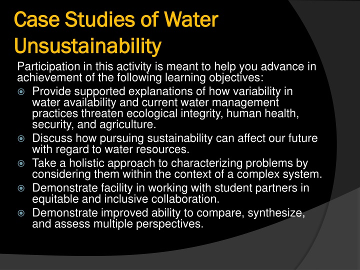 case studies of water case studies of water