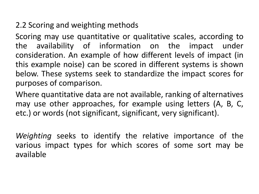 2 2 scoring and weighting methods scoring