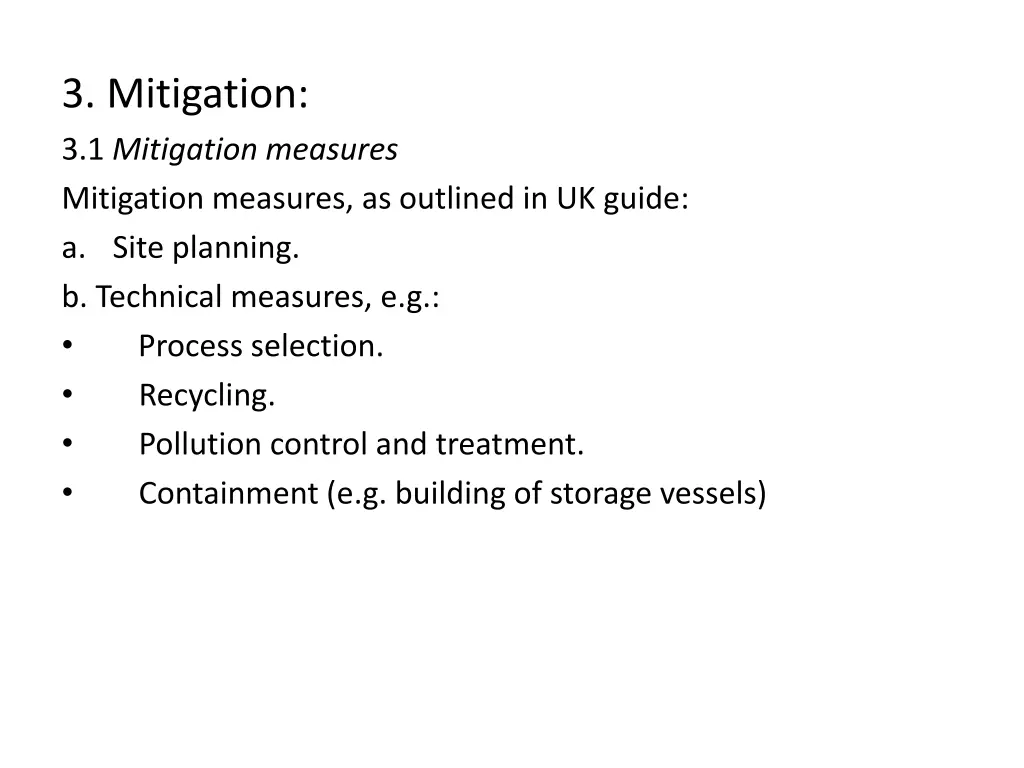 3 mitigation 3 1 mitigation measures mitigation