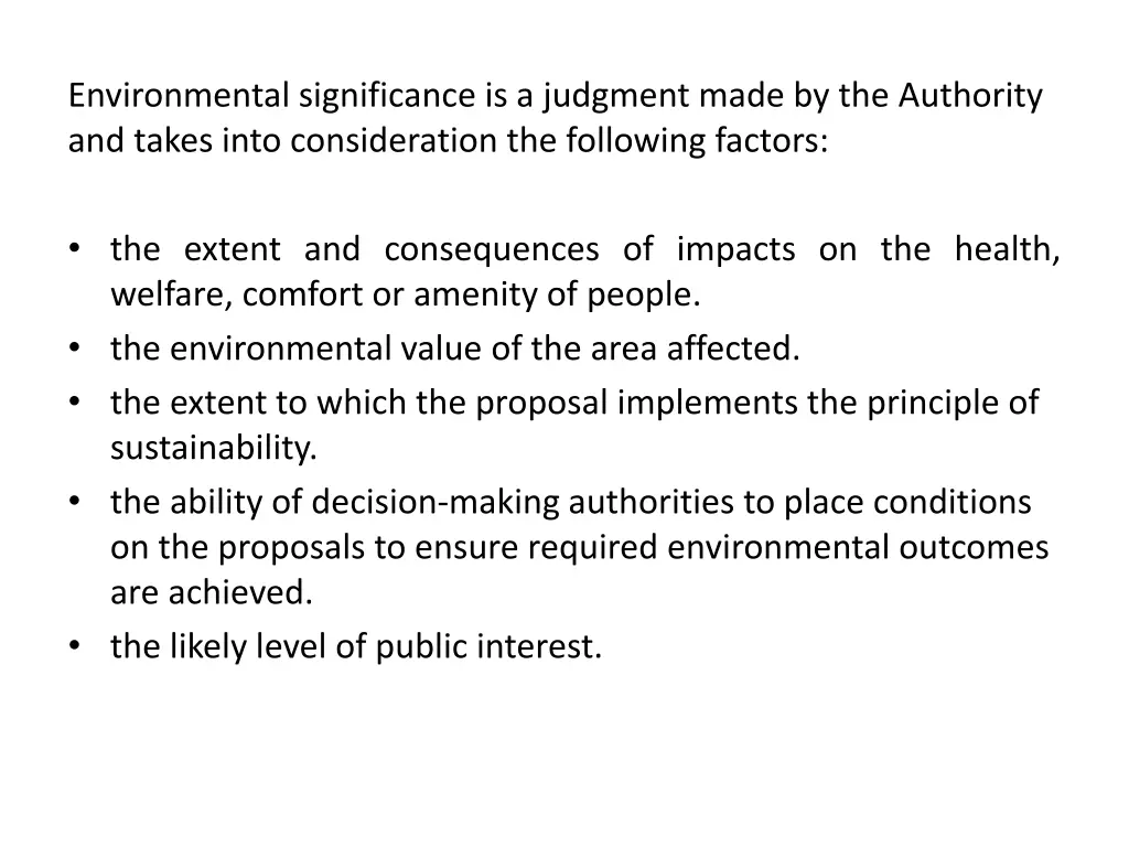 environmental significance is a judgment made