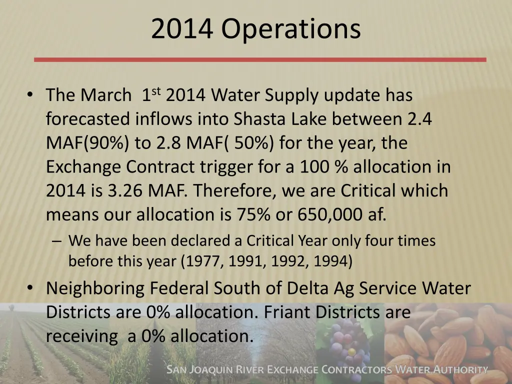 2014 operations