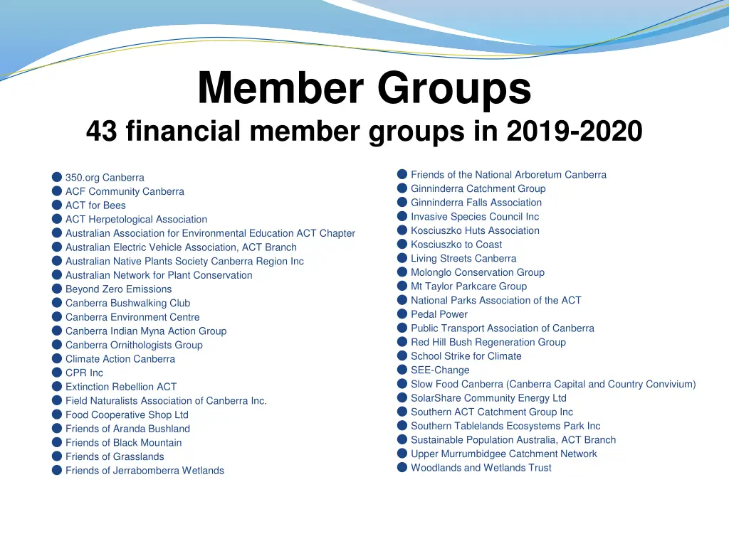member groups 43 financial member groups in 2019