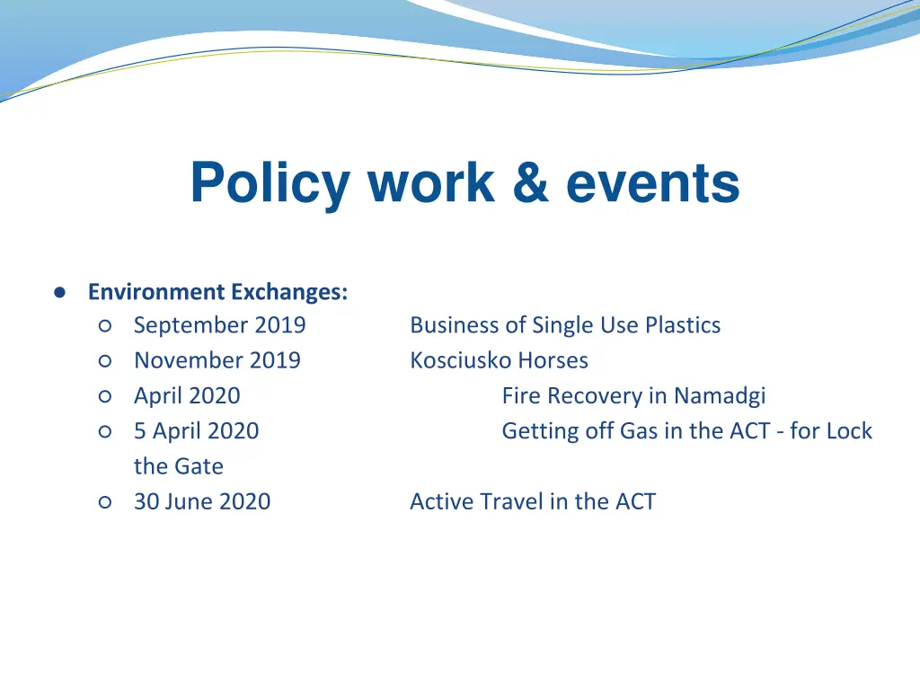 policy work events