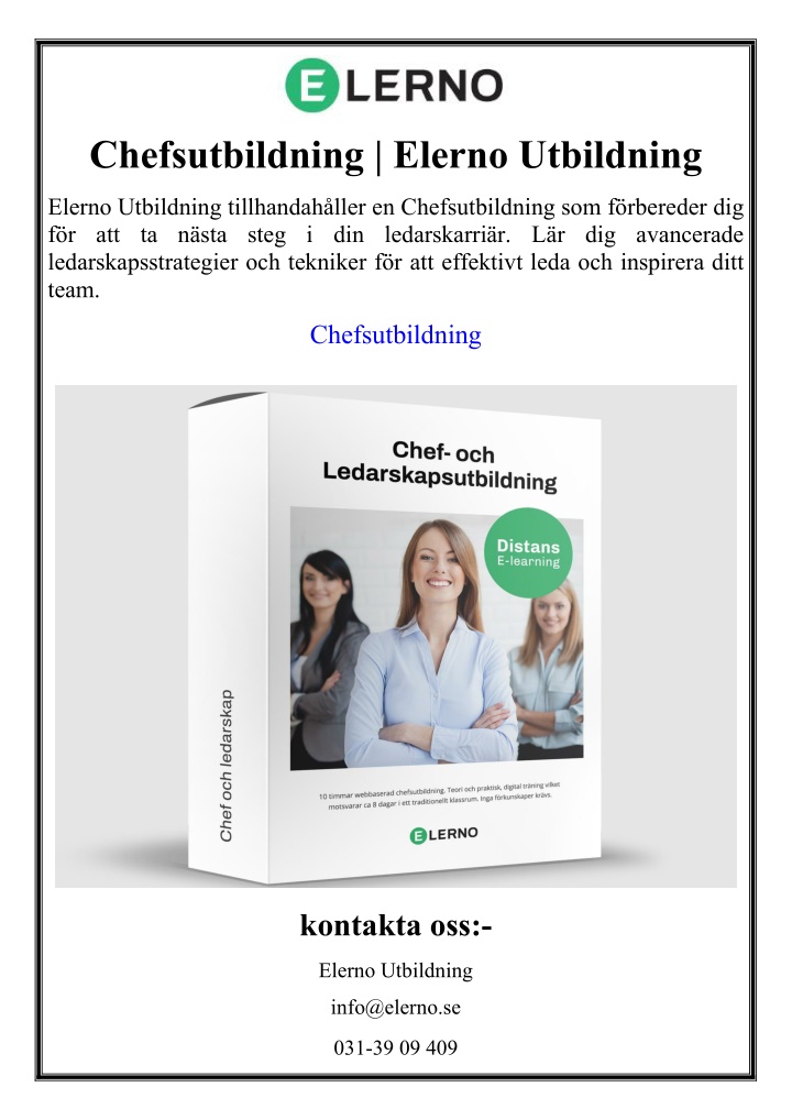 chefsutbildning elerno utbildning