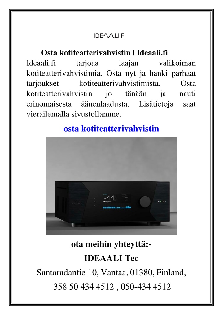osta kotiteatterivahvistin ideaali fi ideaali