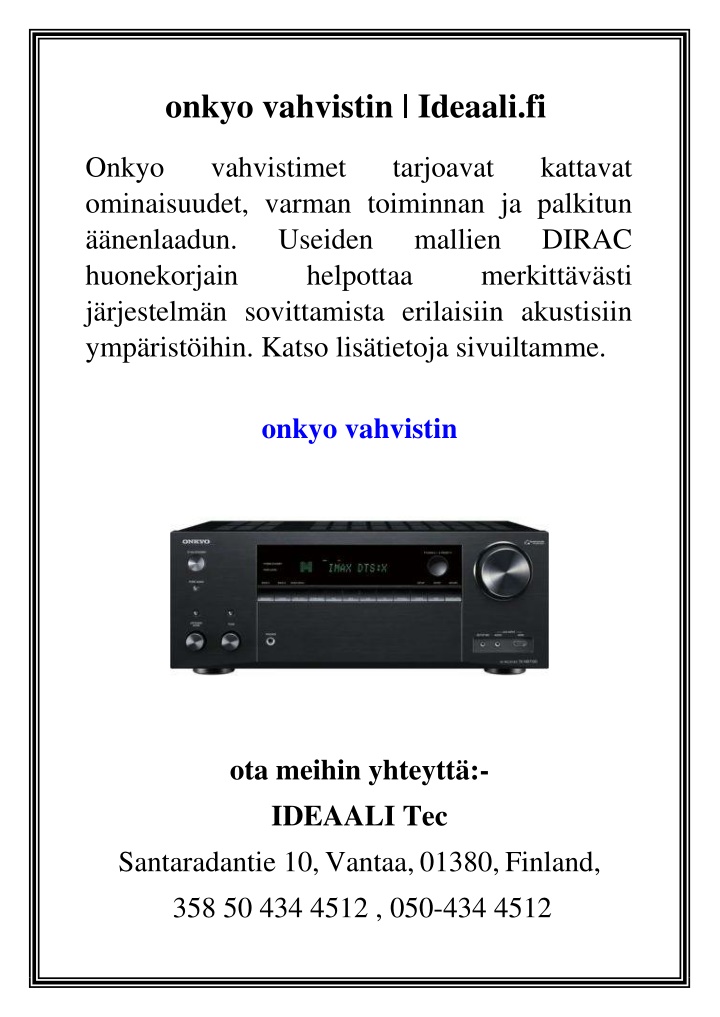 onkyo vahvistin ideaali fi onkyo vahvistimet