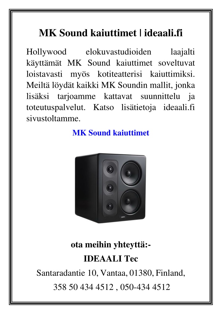 mk sound kaiuttimet ideaali fi