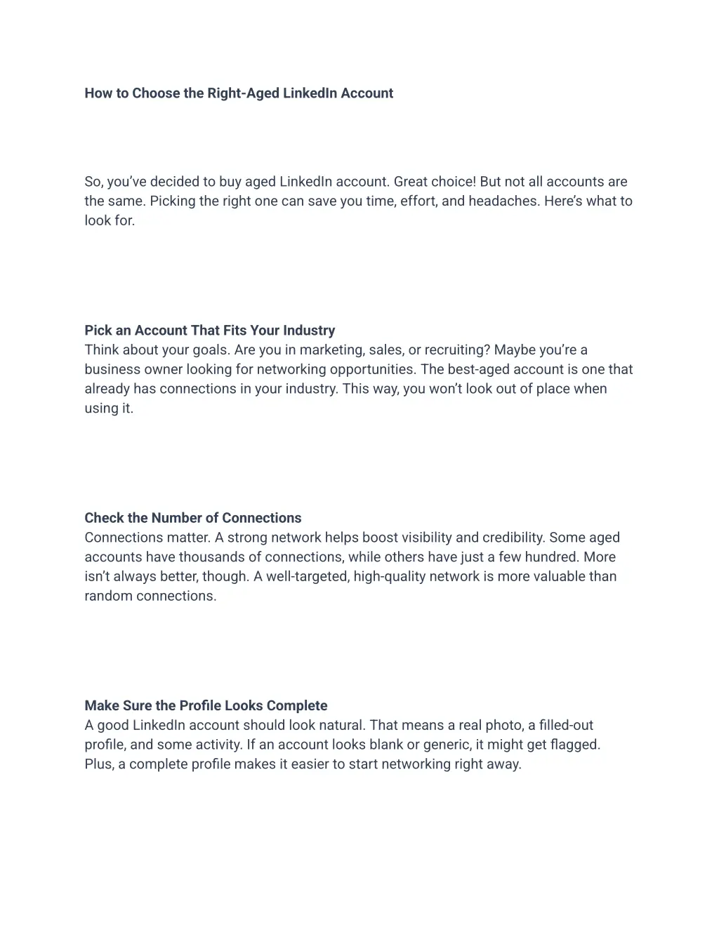 how to choose the right aged linkedin account