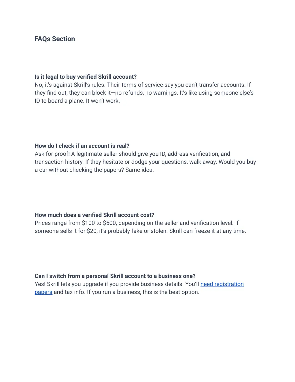 faqs section