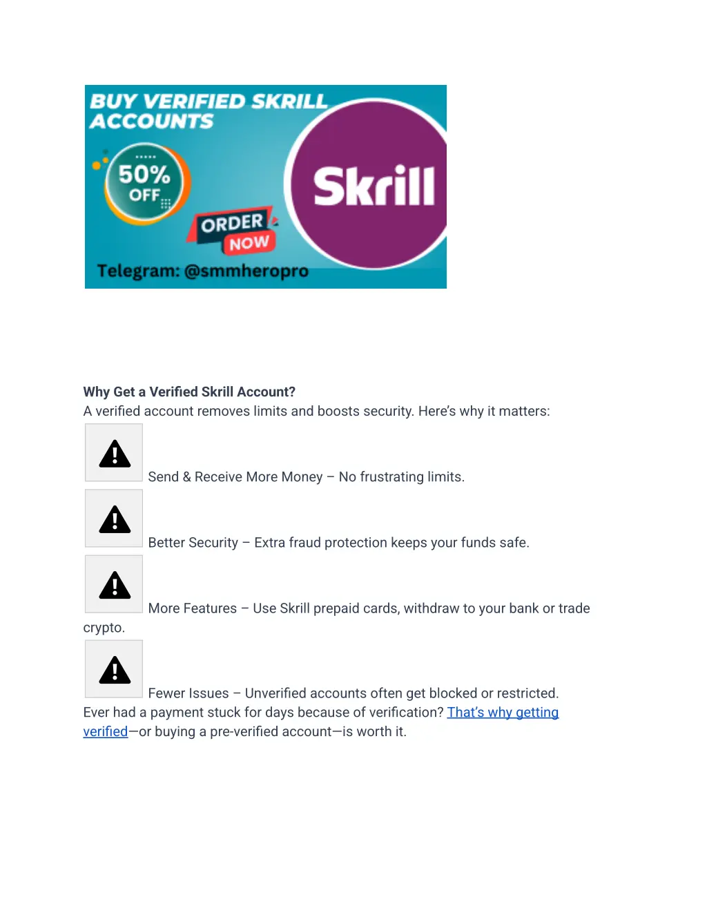 why get a verified skrill account a verified