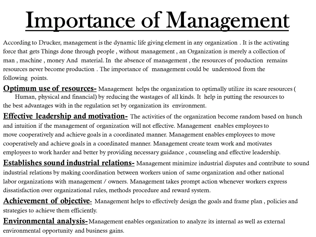 importance of management importance of management