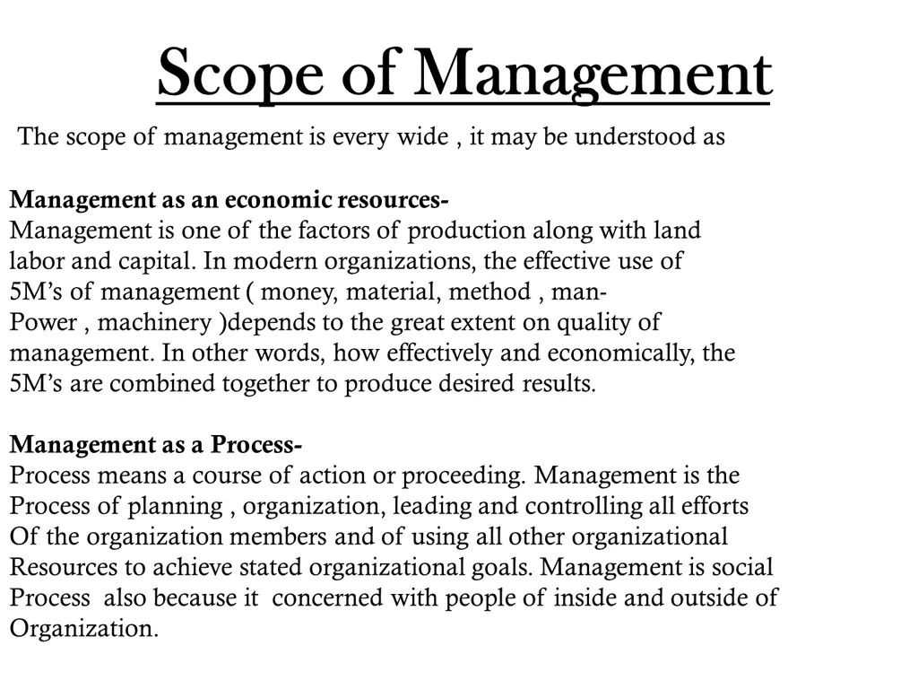 scope of management scope of management the scope