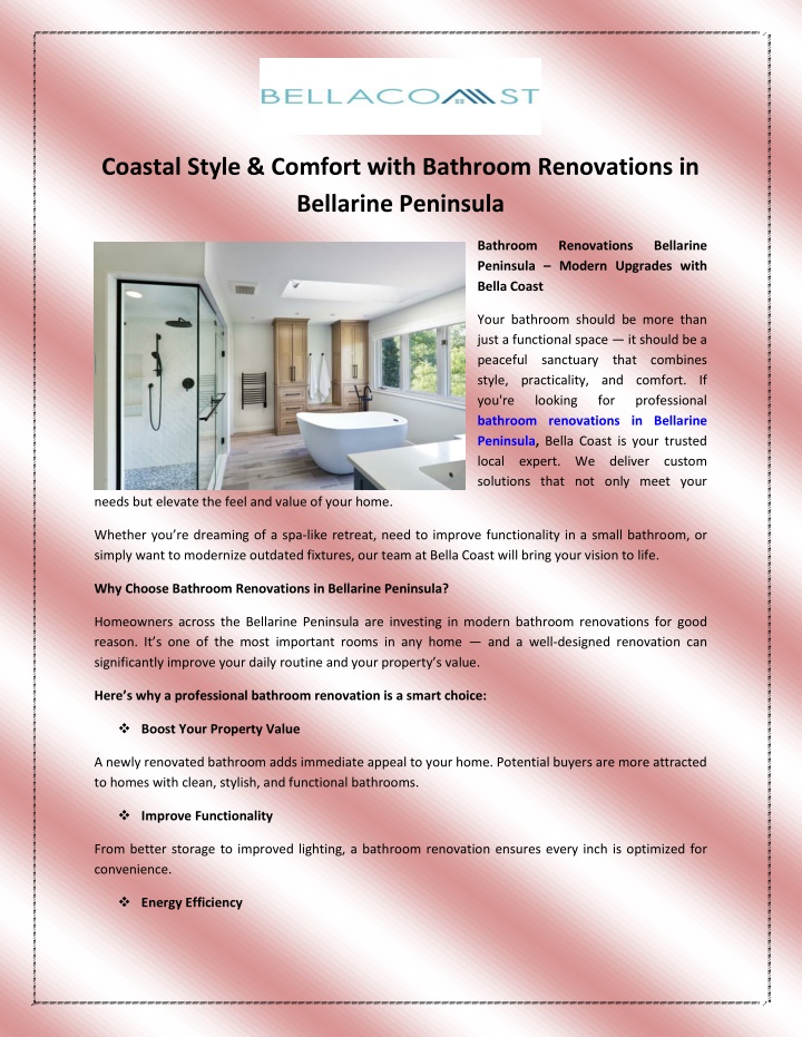 coastal style comfort with bathroom renovations