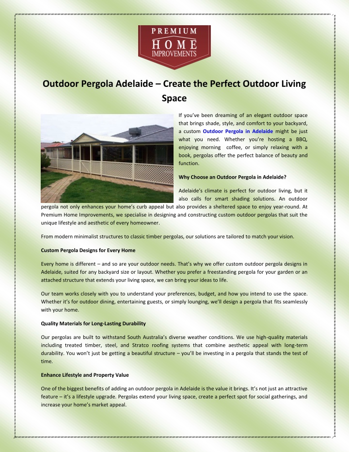 outdoor pergola adelaide create the perfect
