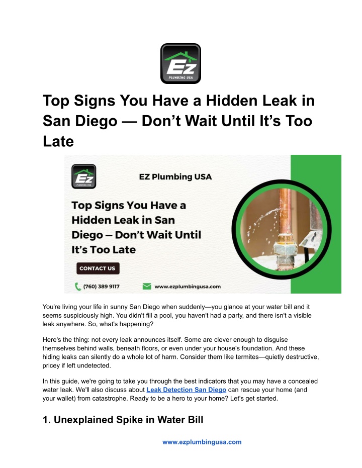 top signs you have a hidden leak in san diego