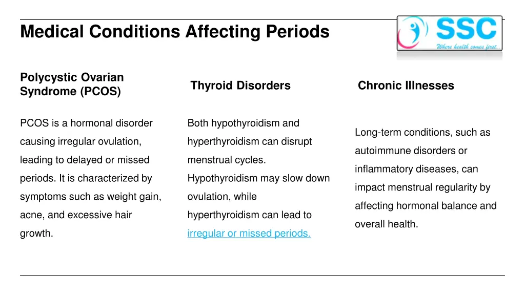 medical conditions affecting periods