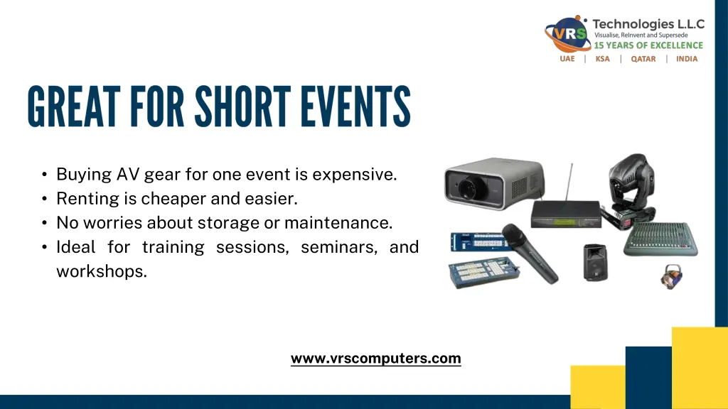 buying av gear for one event is expensive renting