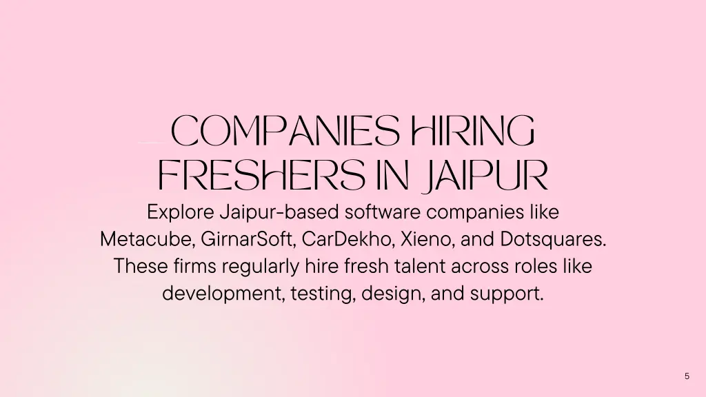 companies hiring freshers in jaipur explore