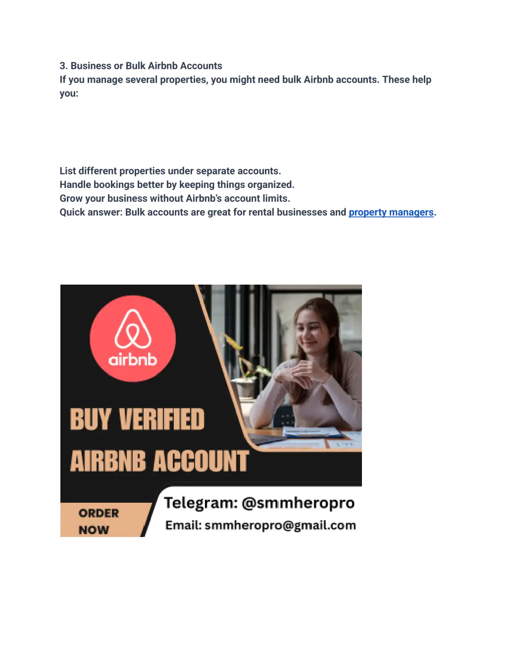 3 business or bulk airbnb accounts if you manage
