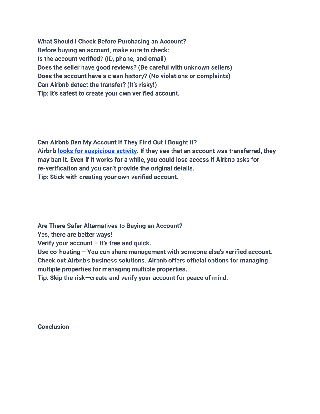 what should i check before purchasing an account