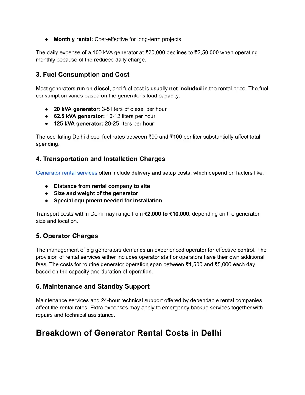 monthly rental cost effective for long term