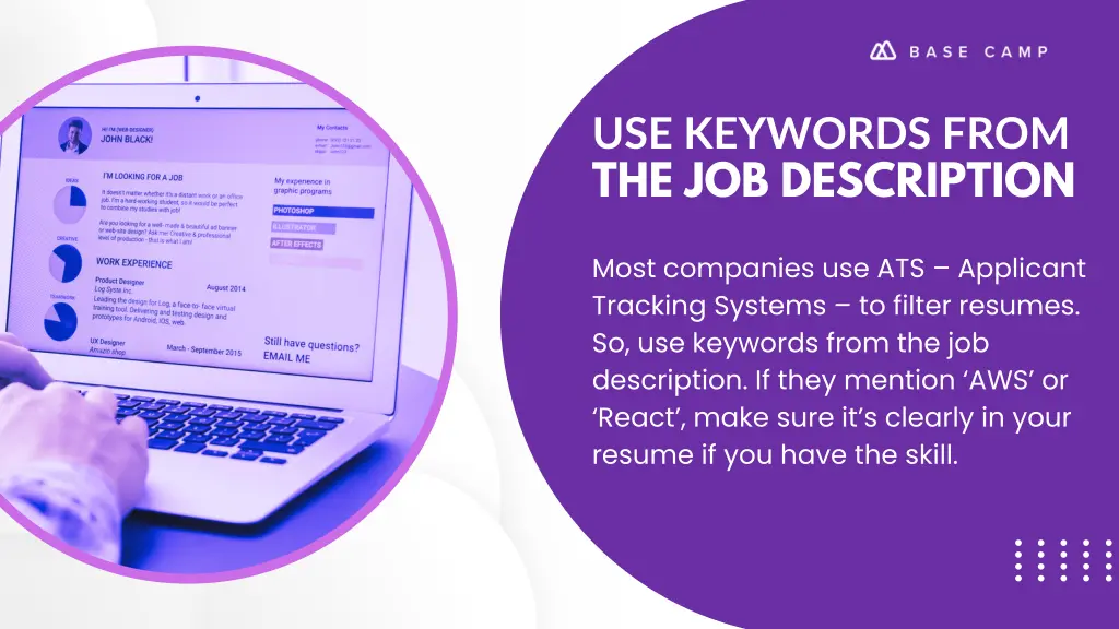 use keywords from the job description