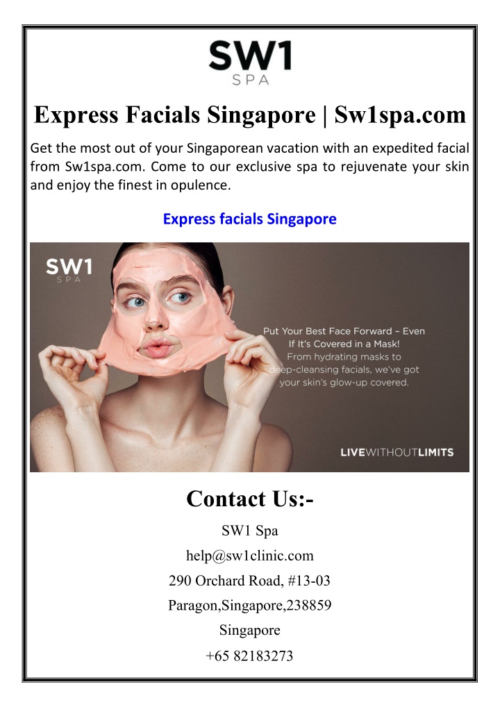 express facials singapore sw1spa com