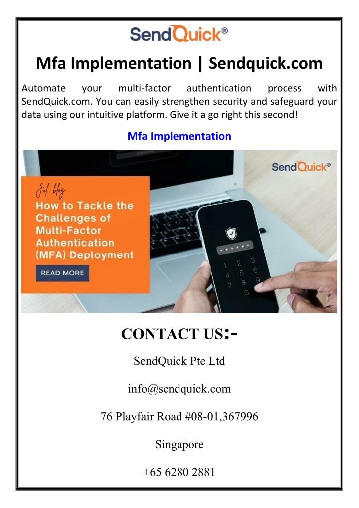 mfa implementation sendquick com