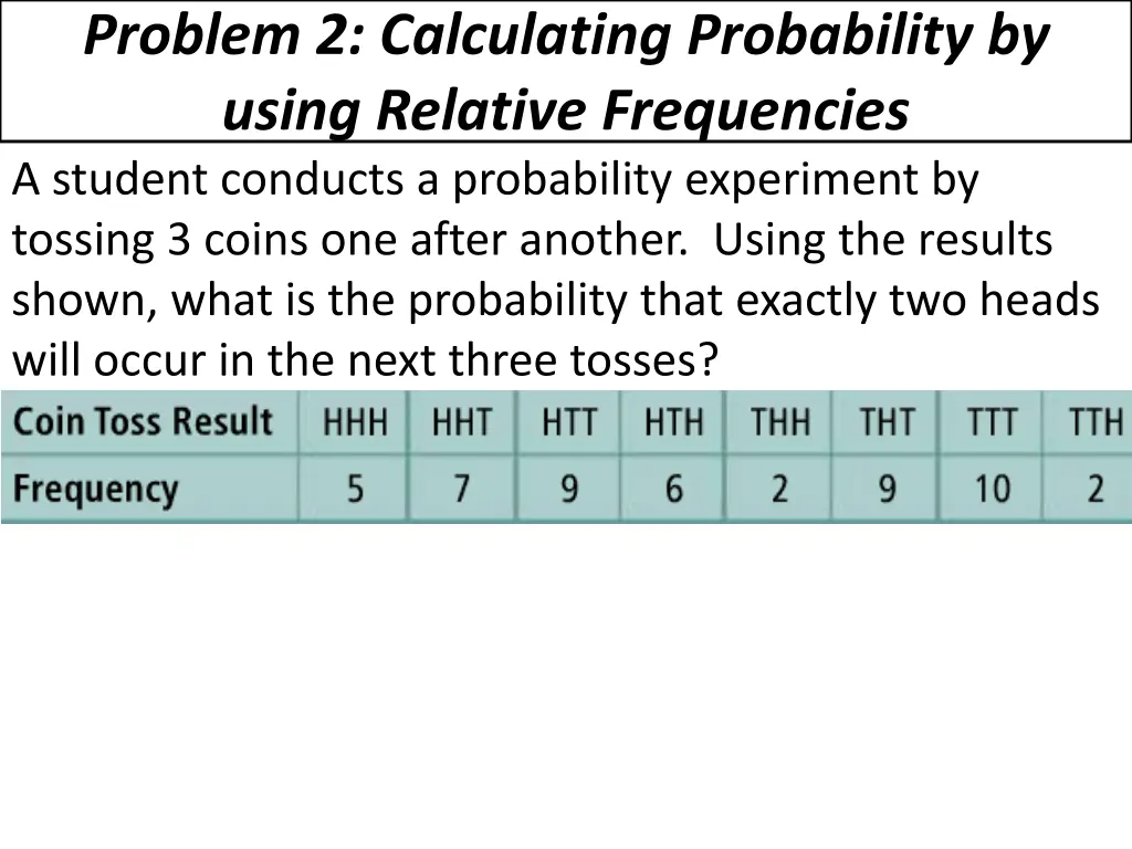 problem 2 calculating probability by using