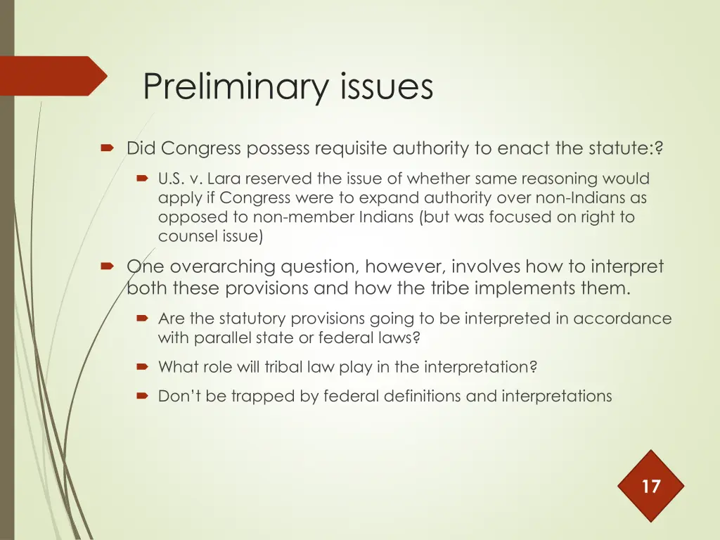 preliminary issues