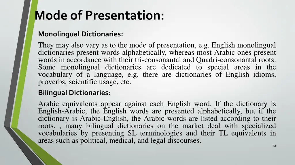 mode of presentation