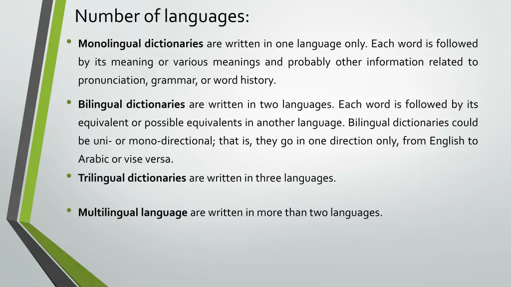 number of languages monolingual dictionaries