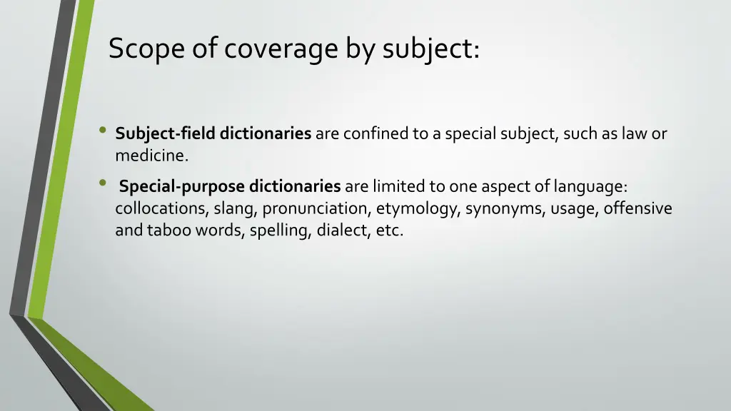 scope of coverage by subject