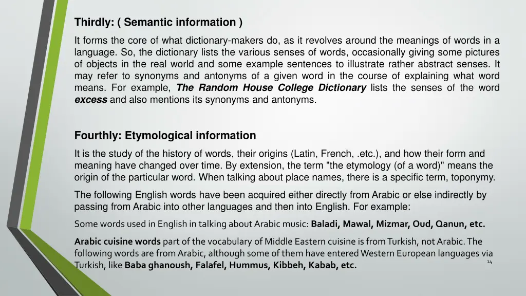 thirdly semantic information